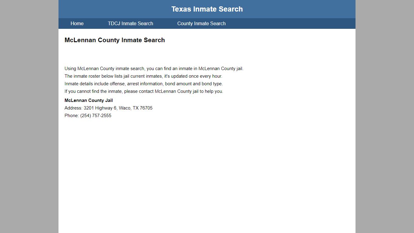 McLennan County Jail Inmate Search
