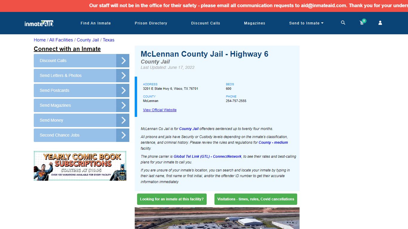 McLennan County Jail - Highway 6 - Inmate Locator - Waco, TX